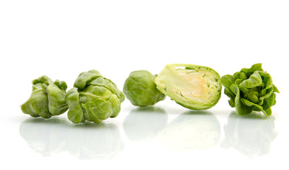brussels sprouts cabbage isolated on white