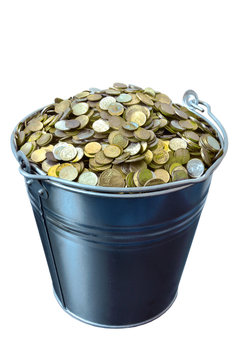 bucket of coins