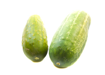 Couple green cucumber isolated on white background