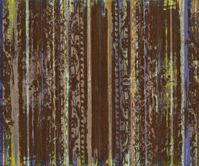 Grungy Brown Scroll Work Wood Stripes