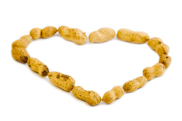 Peanuts in a shell on white background