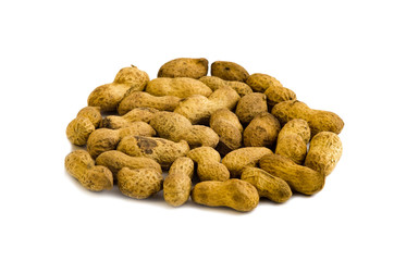 Peanuts in a shell on white background