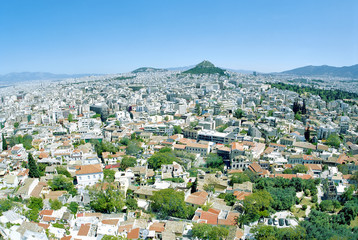 Fototapeta na wymiar View from the Acropolis to Athens, Greece