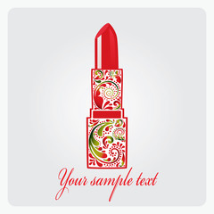 Red Lipstick isolated made from a leaf pattern.