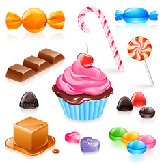 Set of various candy elements