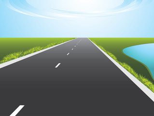 Obraz premium Highway along a lake