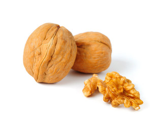 Walnut Composition on White Background