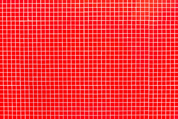 Real glass red tiles on white mortar