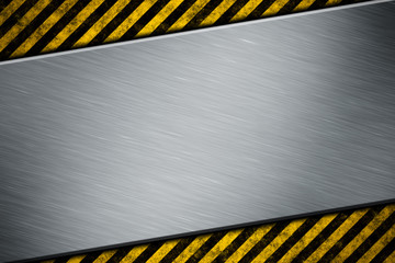 Metal template with warning stripe