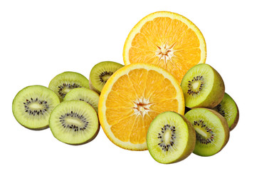 Fototapeta na wymiar Orange and kiwi slices
