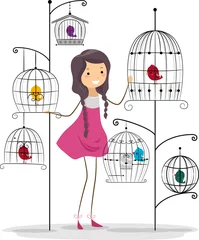 Cercles muraux Oiseaux en cages Amoureux des oiseaux