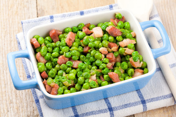 Peas with bacon and ham