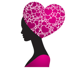 Heart shaped hair woman contour profile © deuter DLM