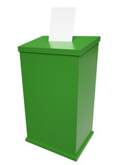 Green ballot box. 3D render.