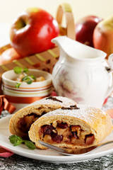 slice of an apple strudel