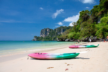 Kayaks at the tropical beach