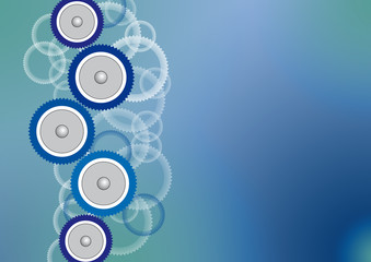 Zahnräder vor blauem Hintergrund