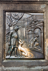 The bas-relief on the Charles Bridge in Prague