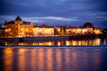 Fototapeta na wymiar View from Charles Bridge, Prague by night.