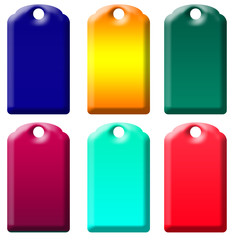 six tagss of gradient colors isolated