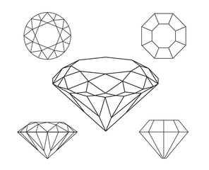 Diamonds wireframe on white background