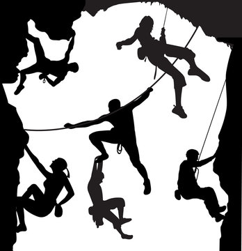 Climbing illustration set on the rock