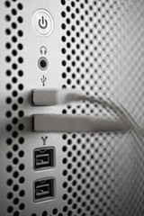Usb and firewire connection ports.
