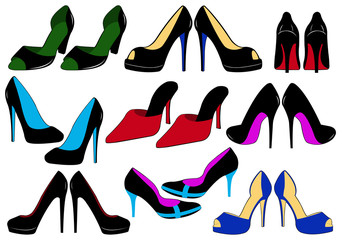 Fototapeta premium Illustration of different shoes