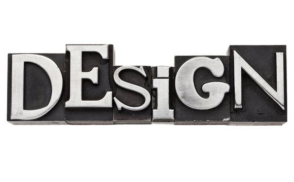 design word in metal type