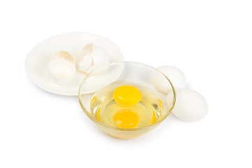 three eggs in glass vase