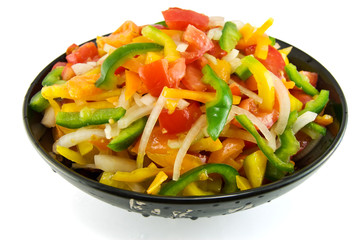 vegetable salad of paprika, tomato and onio
