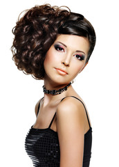 Beautiful woman with hairstyle and makeup