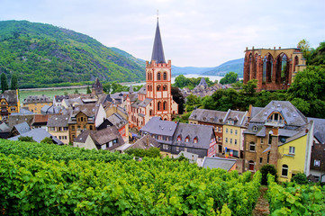 Fototapeta premium View over Bacharach along the famous Rhine River