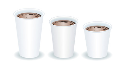 three paper cups filled with cocoa