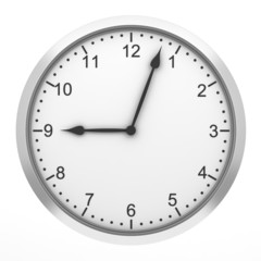 round wall clock isolated on white background