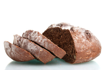 delicious sliced ​​rye bread isolated on white