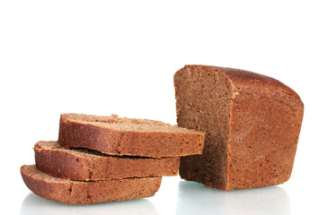 delicious sliced ​​rye bread isolated on white