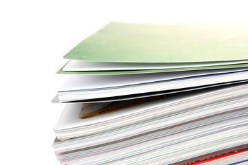 stack of magazines isolated on white