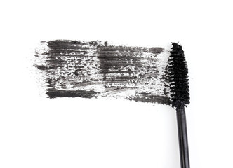 Black mascara brush stroke isolated on white