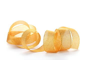 beautiful golden ribbon isolated on white