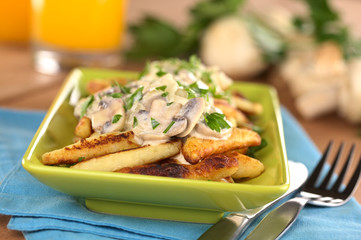 Schupfnudeln (Swabian potato noodles) with mushrooms