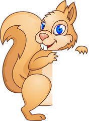 Funny squirrel with blank sign