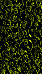 seamless pattern with tender green flowers