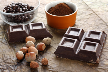 Hazelnuts and chocolate and coffee