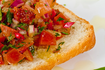 Bruschetta( Italian Toasted Garlic Bread ) with tomato