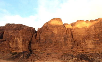 beautiful view of the wadi rum in Jordan