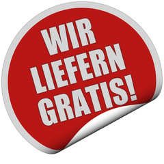 Sticker rot rund curl unten WIR LIEFERN GRATIS!