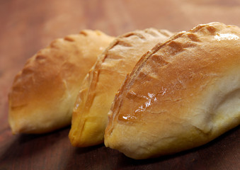 pierogi .Home cake with jam against