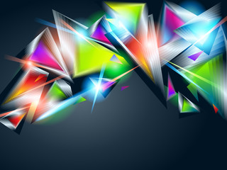 Abstract background from colorful glowing triangles. Vector illu