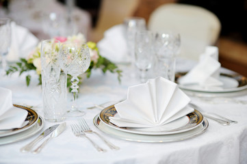 Table set for an event party or wedding reception